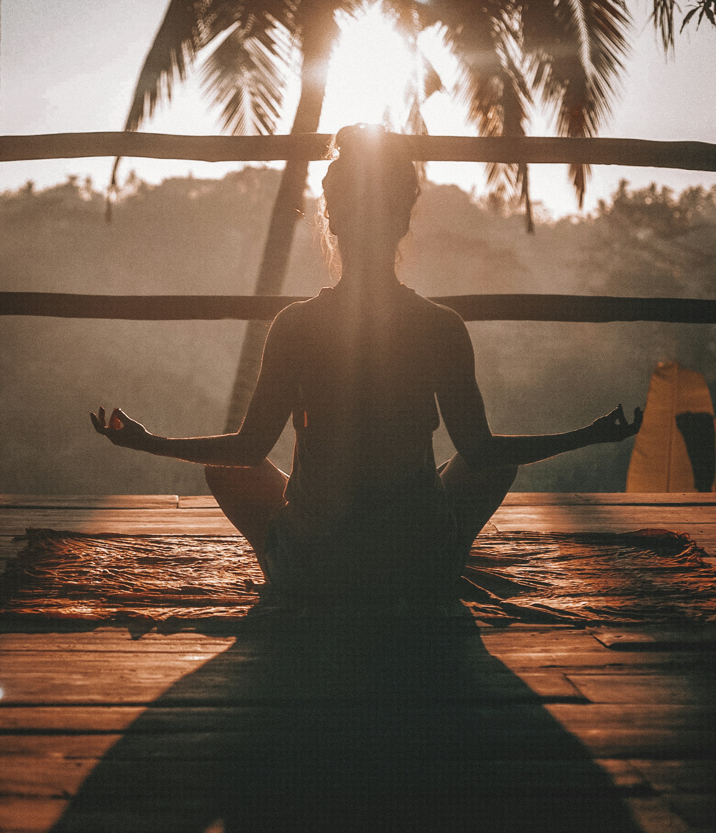 Peaceful yoga meditation practice in serene natural environment